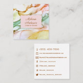 Interieur in Rosa, grüne Pastellfarben Quadratische Visitenkarte (Vorne/Hinten)