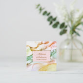 Interieur in Rosa, grüne Pastellfarben Quadratische Visitenkarte (Stehend Vorderseite)