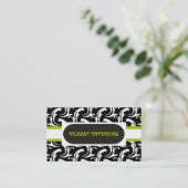 Interieur: Schwarz, Weiß, grüne Damast-Visitenkart Visitenkarte (Stehend Vorderseite)