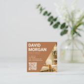 Interior Design Bold Typografy Qr Code Foto Quadratische Visitenkarte (Stehend Vorderseite)