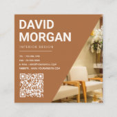 Interior Design Bold Typografy Qr Code Foto Quadratische Visitenkarte (Vorderseite)