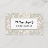 Interior Design Floral Pattern Gray Business Card Visitenkarte (Vorderseite)