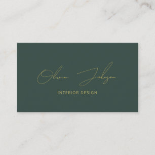 Interior Design Gold Green Business Card Visitenkarte