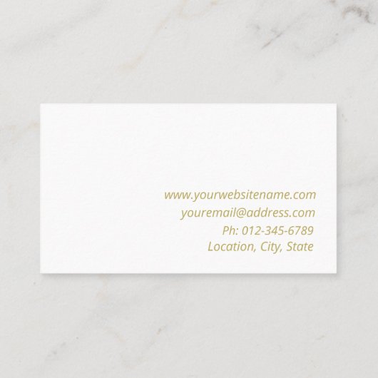 Interior Design Gold White Business Card Visitenkarte (Rückseite)