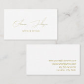 Interior Design Gold White Business Card Visitenkarte (Vorne/Hinten)