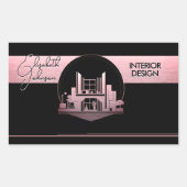 Interior Design or Architect Logo Black and Rose  Rechteckiger Aufkleber (Vorderseite)