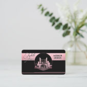 Interior Design or Architect Logo Black and Rose Visitenkarte (Stehend Vorderseite)