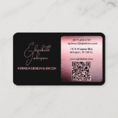 Interior Design or Architect Logo Black and Rose Visitenkarte (Rückseite)