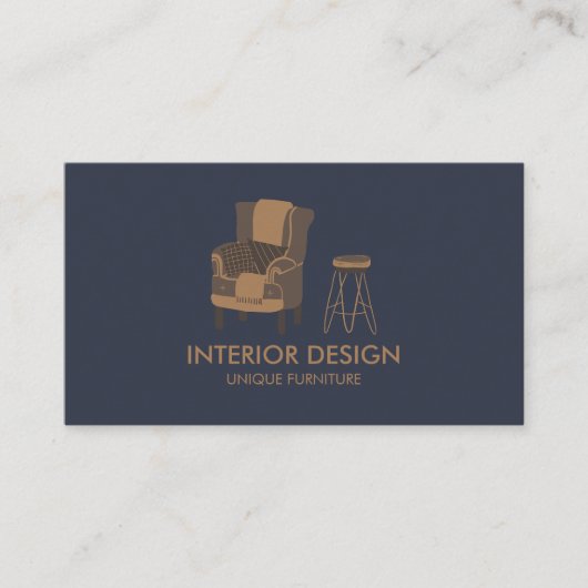 Interior Design Sofa Table Pillow navy Visitenkarte (Vorderseite)