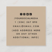 Interior Designer Art Deco Bohemische neutrale Pas Quadratische Visitenkarte (Rückseite)