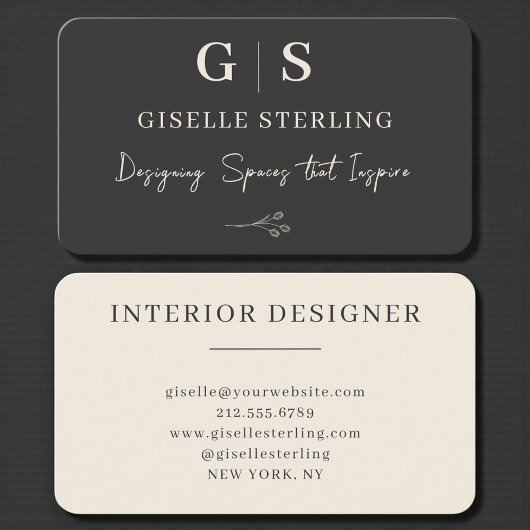 Interior Designer Black Professional Visitenkarte