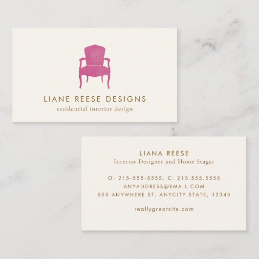 Interior Designer Burgundy Logo für den französisc Visitenkarte (Vorne/Hinten)