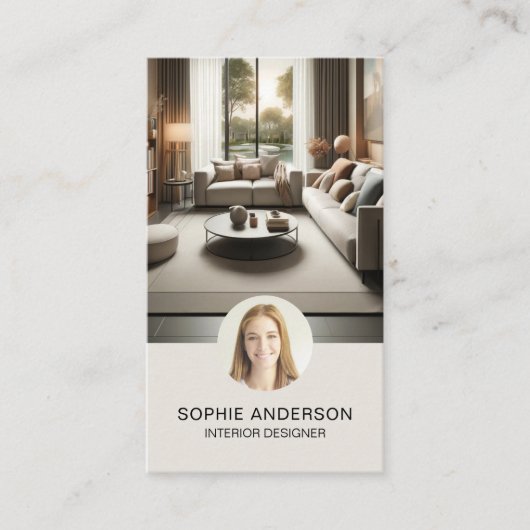 Interior Designer Custom Foto QR Social Media Visitenkarte (Vorderseite)