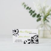 Interior Designer Damask Filigree Business Card Visitenkarte (Stehend Vorderseite)