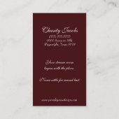 Interior Designer Damask Filigree Business Card Visitenkarte (Rückseite)
