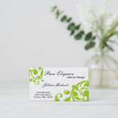 Interior Designer Damask Filigree Business Card Visitenkarte (Stehend Vorderseite)