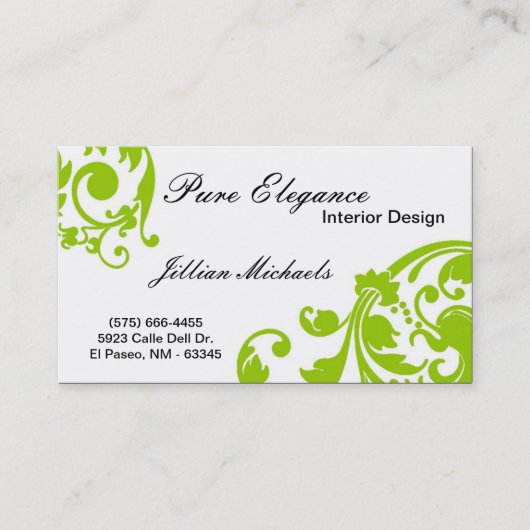 Interior Designer Damask Filigree Business Card Visitenkarte (Vorderseite)