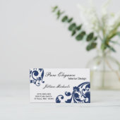 Interior Designer Damask Filigree Business Card Visitenkarte (Stehend Vorderseite)