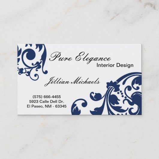 Interior Designer Damask Filigree Business Card Visitenkarte (Vorderseite)