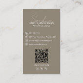 Interior Designer Foto QR Script Name Taupe Visitenkarte (Rückseite)