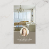 Interior Designer Foto QR Script Name Taupe Visitenkarte (Vorderseite)
