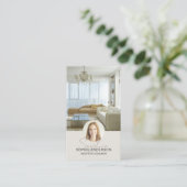 Interior Designer Foto QR Skriptname Tan Visitenkarte (Stehend Vorderseite)