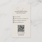 Interior Designer Foto QR Skriptname Tan Visitenkarte (Rückseite)