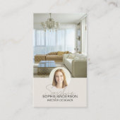 Interior Designer Foto QR Skriptname Tan Visitenkarte (Vorderseite)