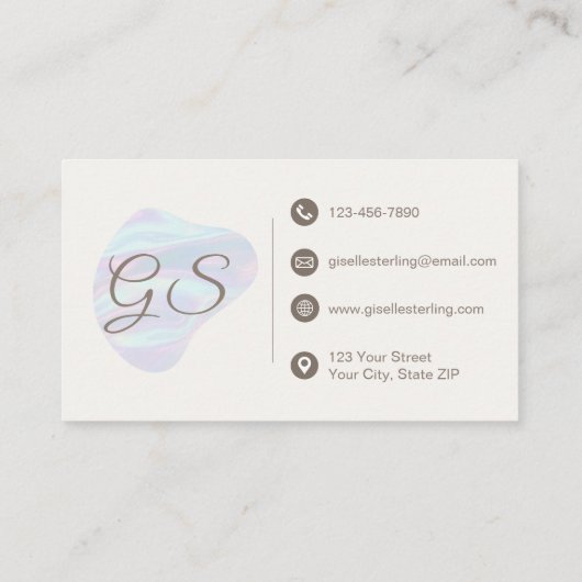 Interior Designer Iridescent Pearl Opal Abstrakt Visitenkarte (Rückseite)