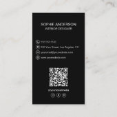 Interior Designer Logo Foto QR Social Media Black Visitenkarte (Rückseite)