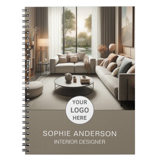 Interior Designer Logo Foto Taupe Notizblock (Vorderseite)