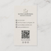 Interior Designer Monogram Foto QR Social Media Visitenkarte (Rückseite)