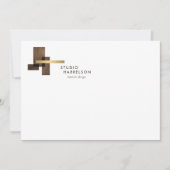 Interior Designer Wood Gold Logo Flat Notecard Mitteilungskarte (Vorderseite)