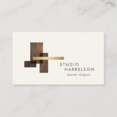 Interior Designer Wood Gold Logo Ivory Visitenkarte (Vorderseite)