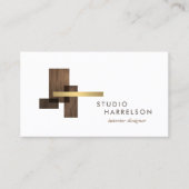 Interior Designer Wood Gold Logo Visitenkarte (Vorderseite)
