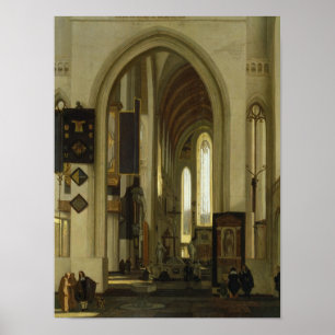 Interior of a Church with Figures, 1685 Poster