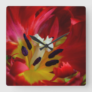 Interior of parrot tulip flower quadratische wanduhr