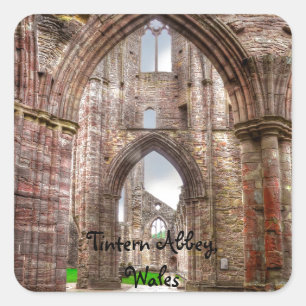 Interior View Old Tintern Abbey Wales, Vereinigtes Quadratischer Aufkleber
