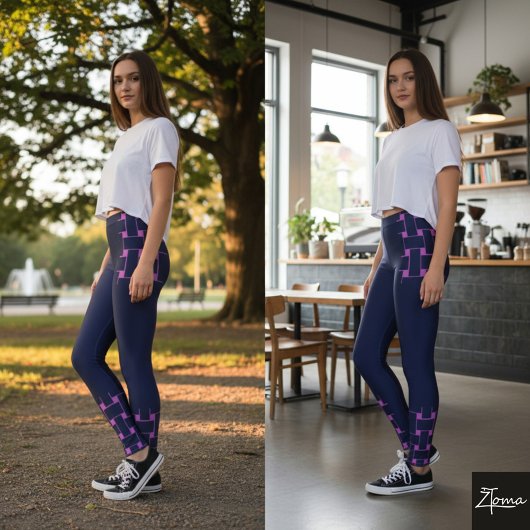 Interlace Pattern - Dunkle Marine Leggings