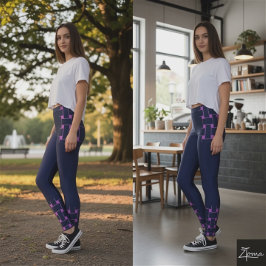 Interlace Pattern - Dunkle Marine Leggings