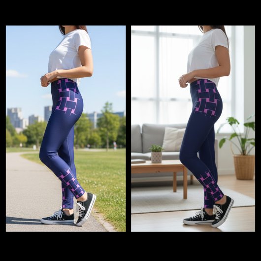 Interlace Pattern - Dunkle Marine Leggings
