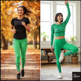 Interlace Pattern - Tealish Green Leggings