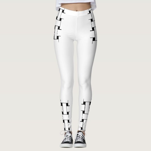 Interlace Pattern - weiß und schwarz Leggings (Vorderseite)