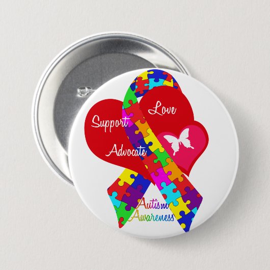 Interlaced Autism Ribbon Button (Vorne & Hinten)