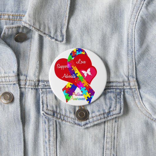 Interlaced Autism Ribbon Button (Beispiel)