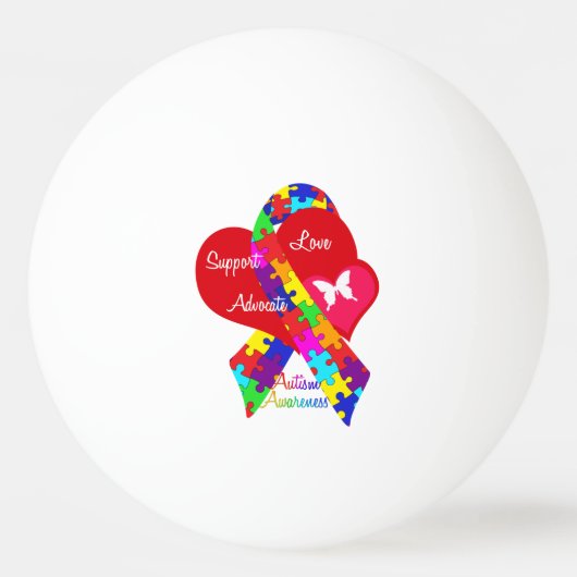 Interlaced Autism Ribbon Tischtennisball (Vorderseite)