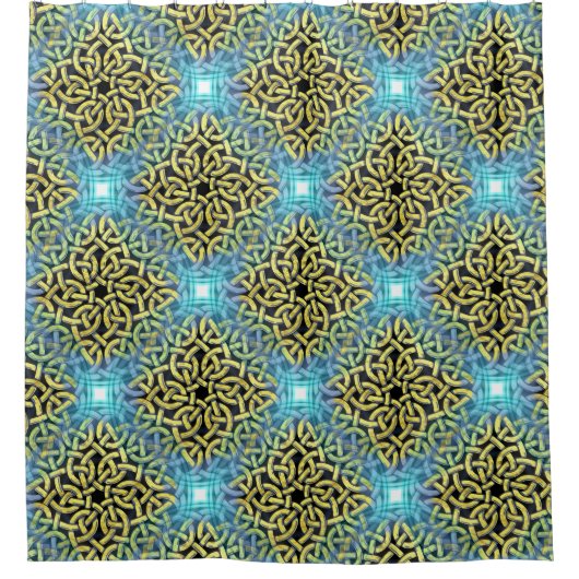 Interlacing Viktorianisch Golden Trim Aqua Hinterg Duschvorhang (Vorderseite)