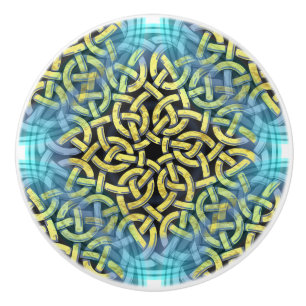 Interlacing Viktorianisch Golden Trim Aqua Hinterg Keramikknauf