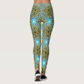 Interlacing Viktorianisch Golden Trim Aqua Hinterg Leggings (Rückseite)