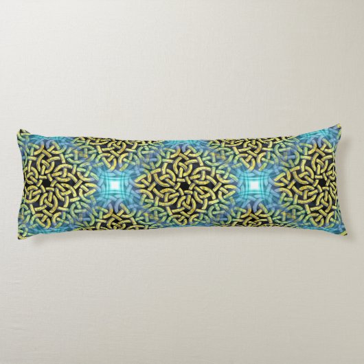 Interlacing Viktorianisch Golden Trim Aqua Hinterg Seitenschläferkissen (Rückseite)